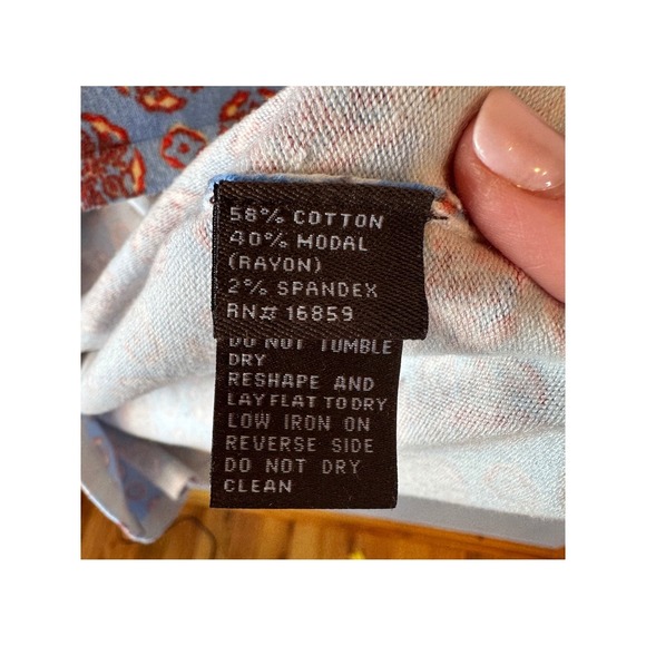 J.McLaughlin Blue Orange Medallion Print Button Sleeve Knit Lightweight Sweater - Picture 5 of 5